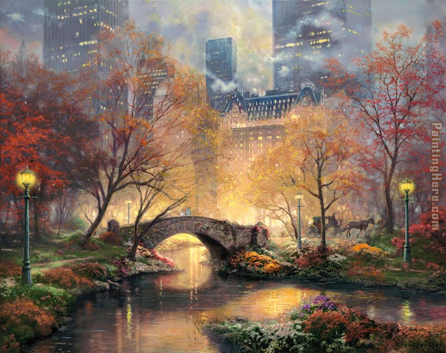 Central Park in the Fall painting - Thomas Kinkade Central Park in the Fall art painting